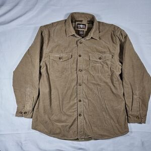 Levi's Corduroy Jacket Mens Large Tan Sherpa Lined Shirt Shacket Flap Pocket